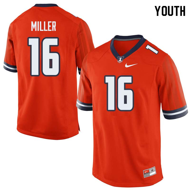 Youth #16 Cam Miller Illinois Fighting Illini College Football Jerseys Sale-Orange
